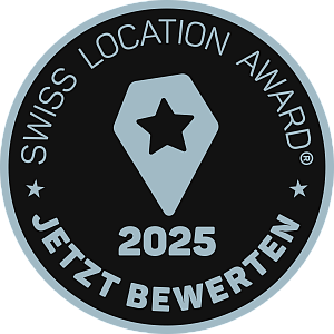 Logo von Swiss Location Award mit Aufruf zum Abstimmen