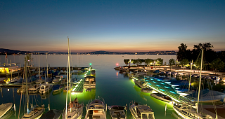 View of Lachen harbor at night