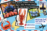 Karte von Nova Scotia mit vielen verschiedenen Food Bildern sowie einem Portrait von The Kilted Chef
